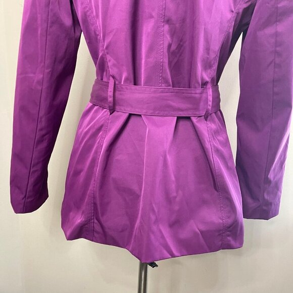 SANDRO STUDIO Purple Ruffle Trim All-Weather Lightweight Jacket Tie Belt, Large - Picture 10 of 11